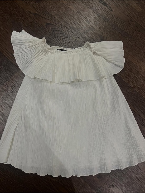 Zara Tops - Off-Shoulder Pleated White Women's dress ZARA
